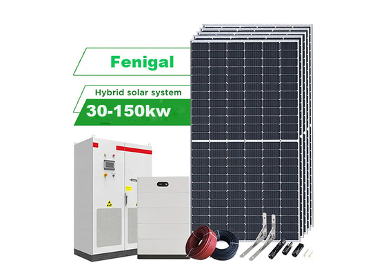 उच्च दक्षता वाली हाइब्रिड सौर ऊर्जा प्रणाली 30KW-150KW लाइफपो4 या लिथियम बैटरी के साथ