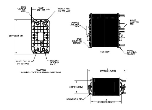 IonPure IP-LXM30Z-4 इंडस्ट्रियल इलेक्ट्रोडायनीज़ेशन मॉड्यूल 4-11pH वजन 122kg अनुप्रयोग इंडस्ट्रियल/पावर