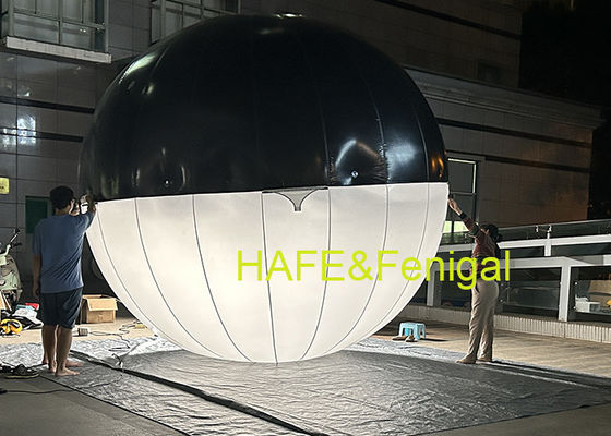 फिल्म निर्माता इन्फ्लेटेबल गोलाकार एलईडी दो रंग के गुब्बारे की रोशनी लटकाने के लिए