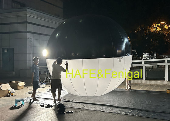 फिल्म निर्माता इन्फ्लेटेबल गोलाकार एलईडी दो रंग के गुब्बारे की रोशनी लटकाने के लिए