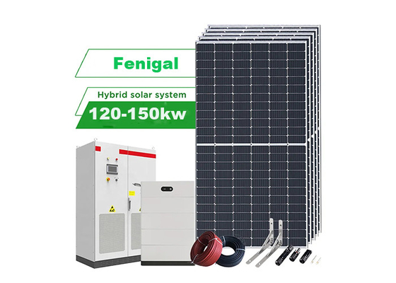घरेलू उपयोग के लिए मोनो सोलर पैनल इन्वर्टर और ऊर्जा भंडारण बैटरी के साथ पूर्ण सौर प्रणाली 120 किलोवाट 150 किलोवाट